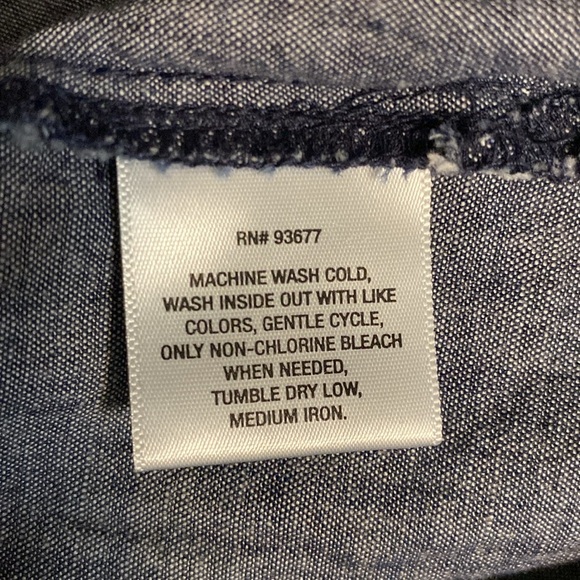 Liz Claiborne XL Women's Denim 3/4 Button up Blue Pattern  Long Sleeve Shirt - Picture 7 of 7